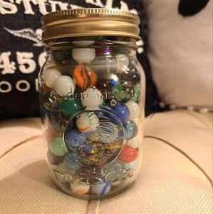 Mason Jar of Vintage Marbles